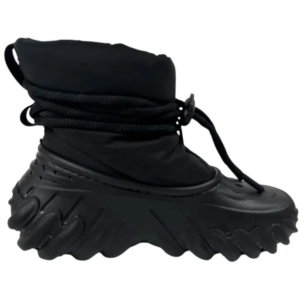 Crocs Echo Mens Size 3 Rain Boots Black Winter Slip-On Ankle Chunky Womens 5 New